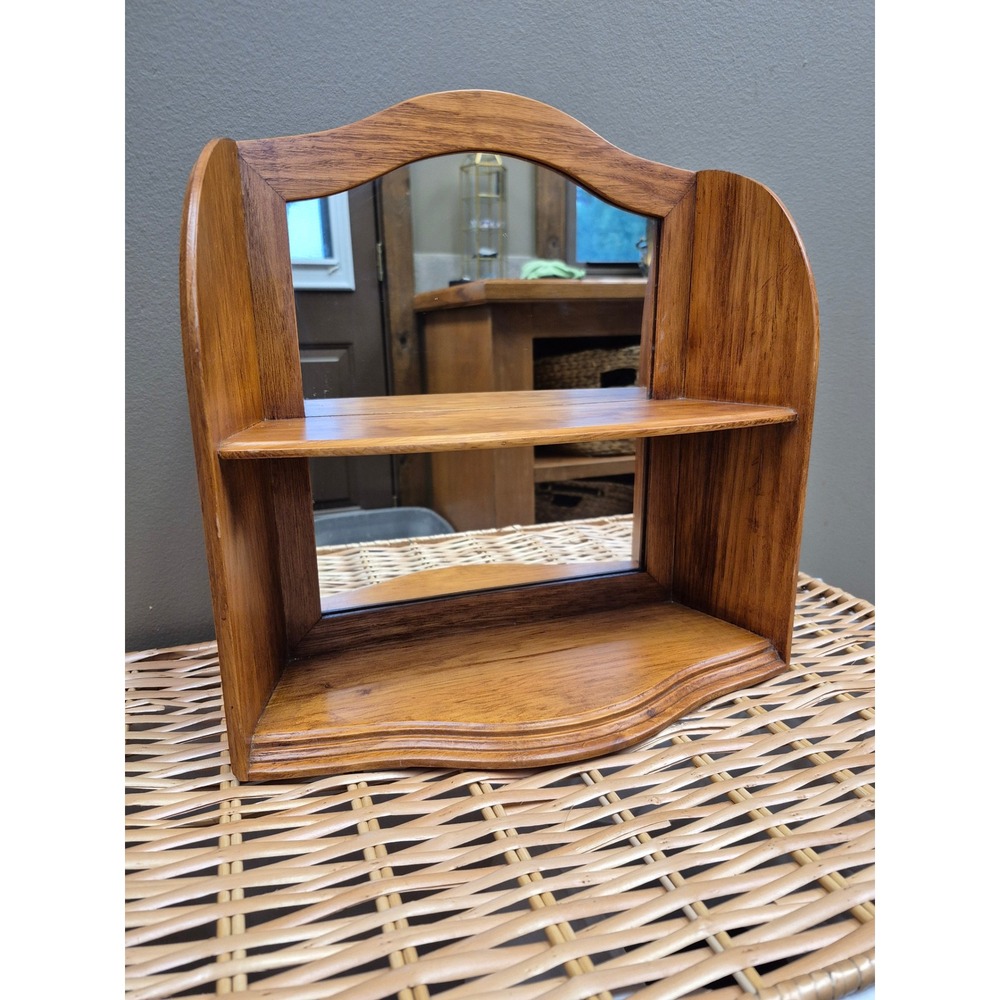 Disney Wood Wall Mirror Curio Display Shelf Arched Vanity Collectible Decor Gift